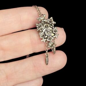 Final Reduction Vtg 800 Silver Articulated Cookoo Clock Necklace